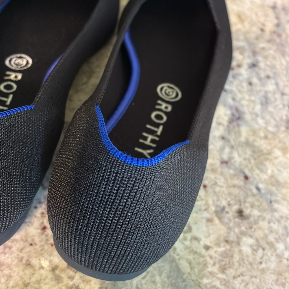 Rothy's Black Flats with Blue Accents. New without tags - Picture 13 of 16